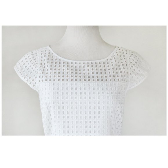 J CREW White Eyelet Lace Fit & Flare Dress 2 S - Picture 6 of 12